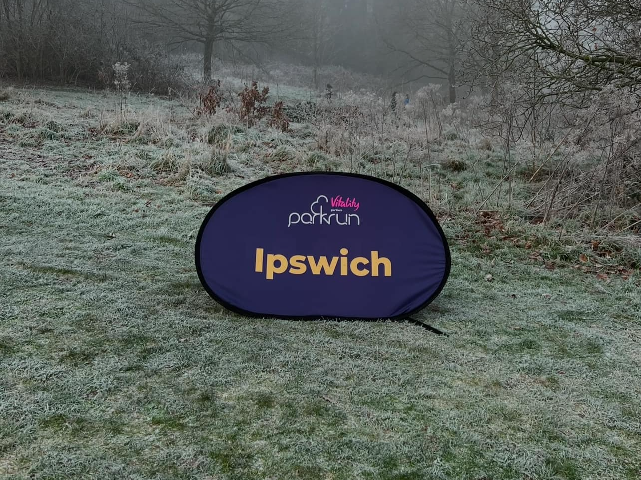 Ipswich parkrun sign at Chantry Park in Ipswich