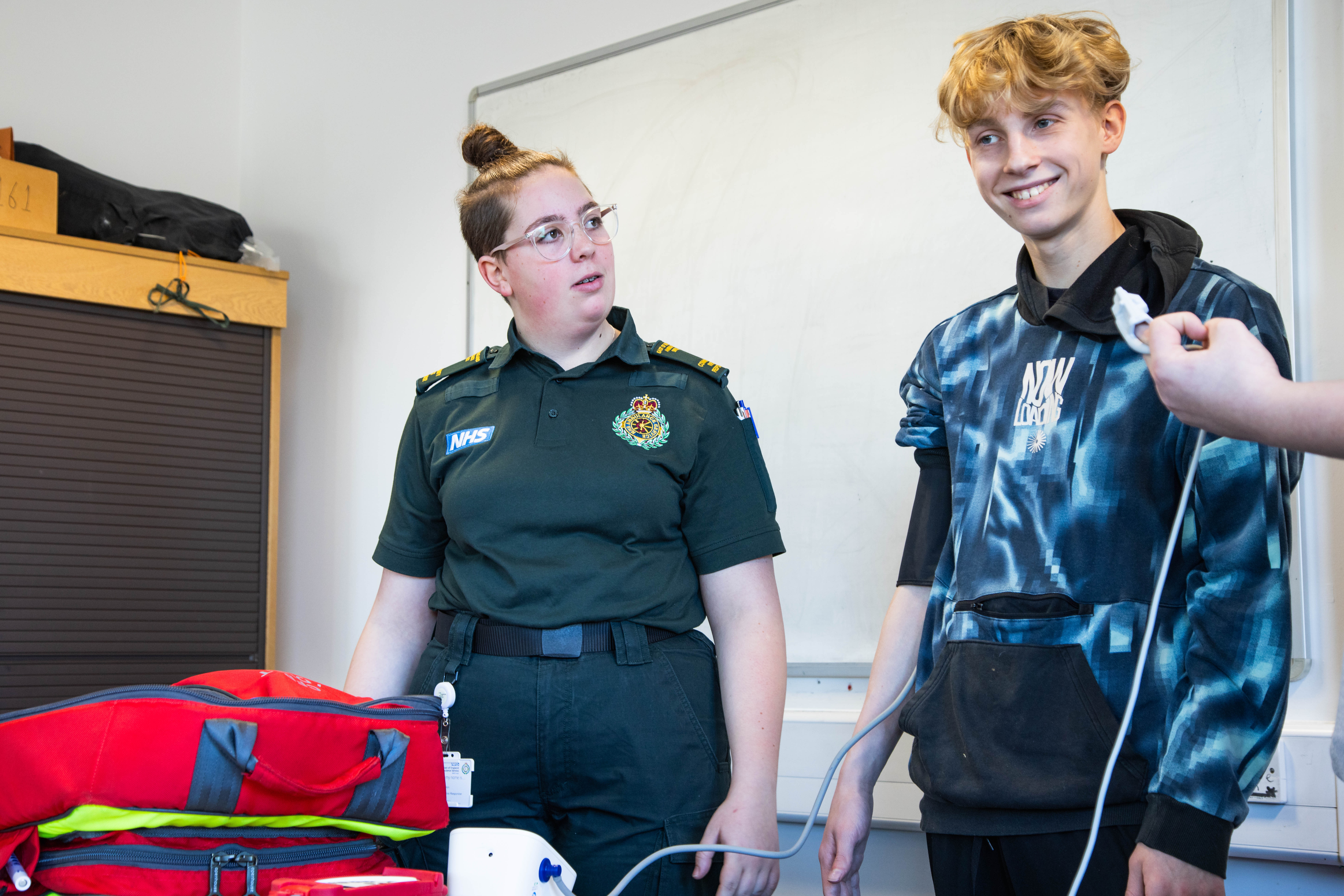 Cassidy Beeton gives current students advice about becoming a community first responder at Suffolk New College, her former place of study