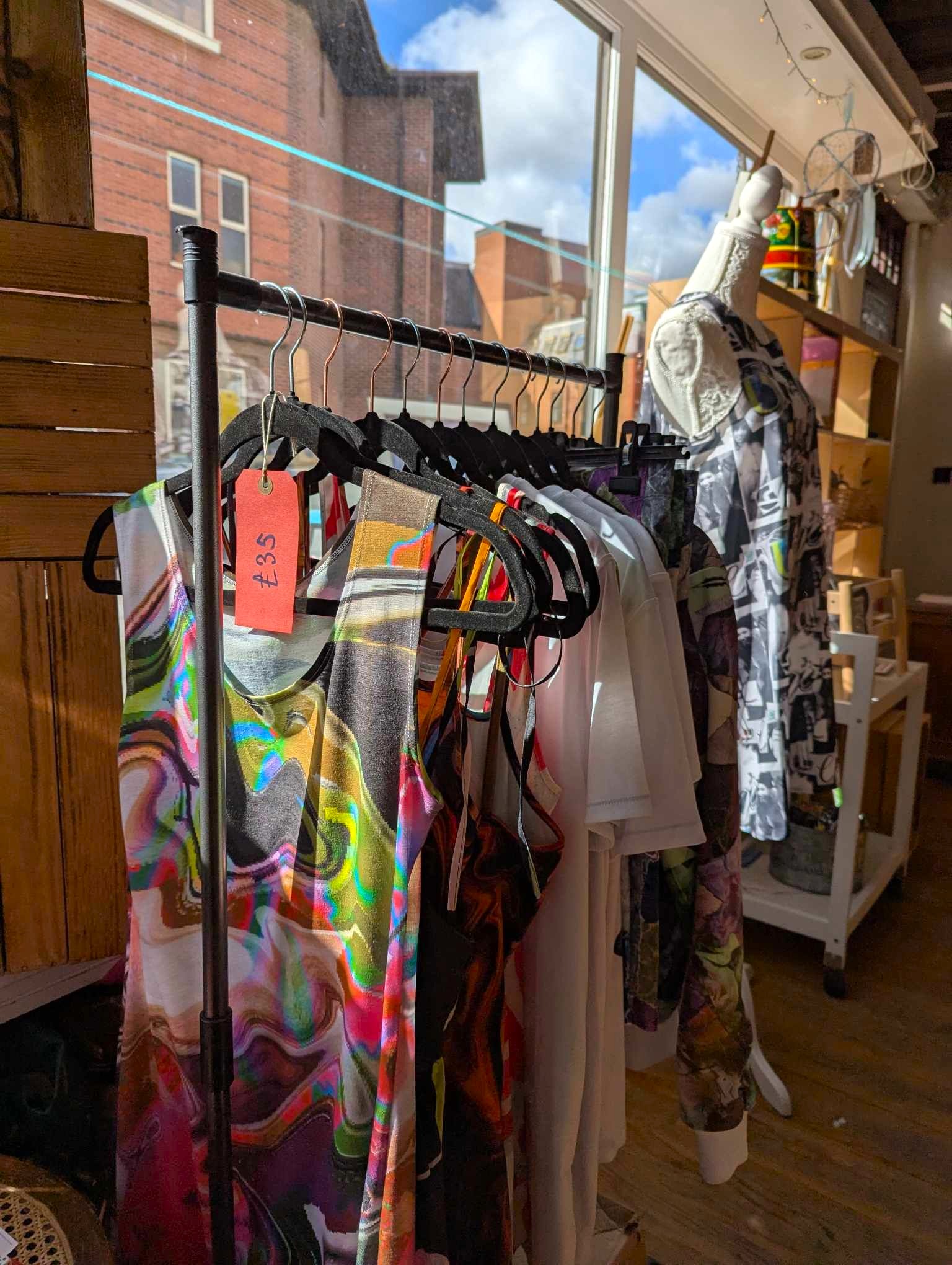 Clothing on a rail at CHIp Hub