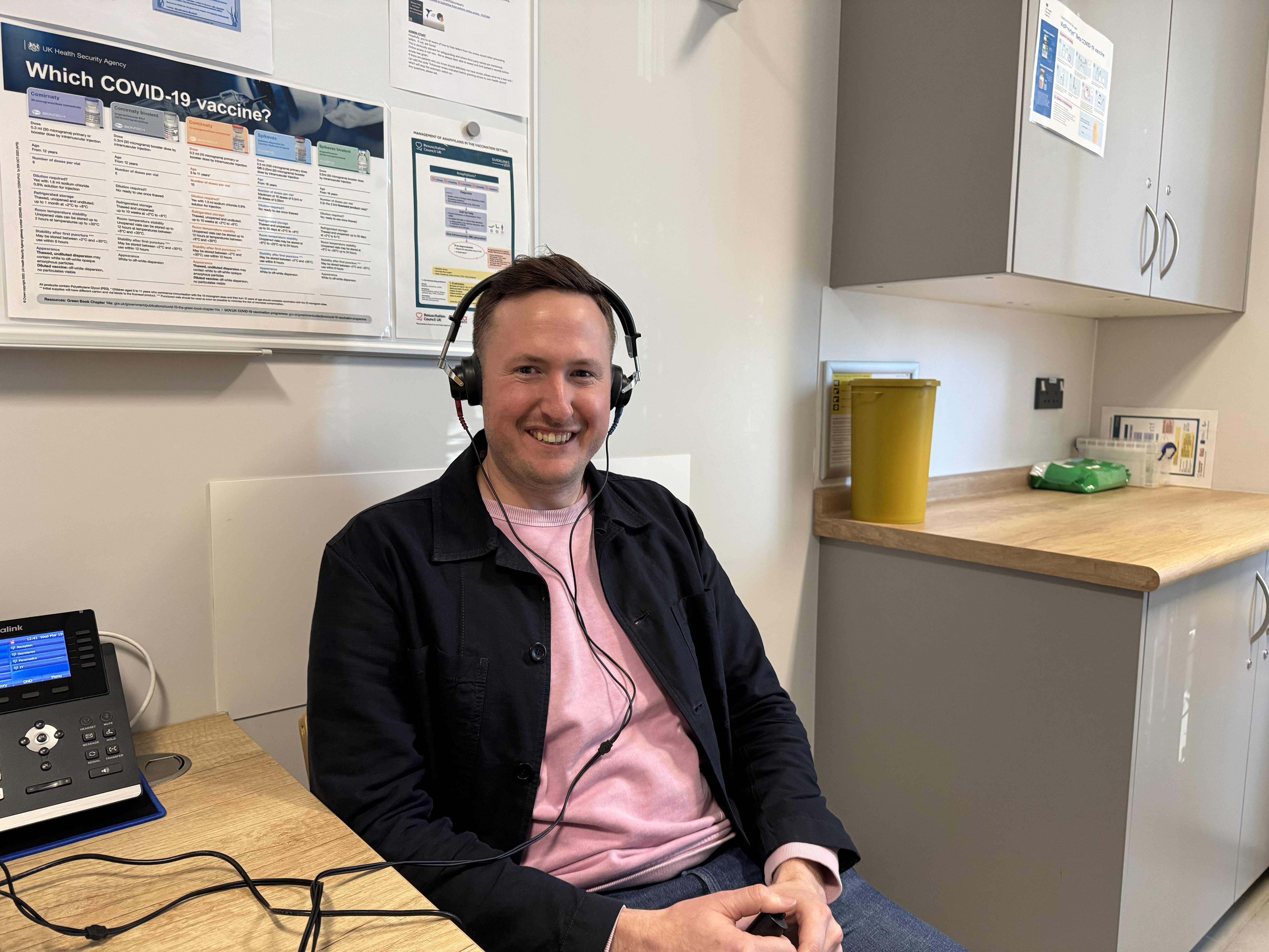 Oliver Rouane-Williams having a hearing check at All About Hearing