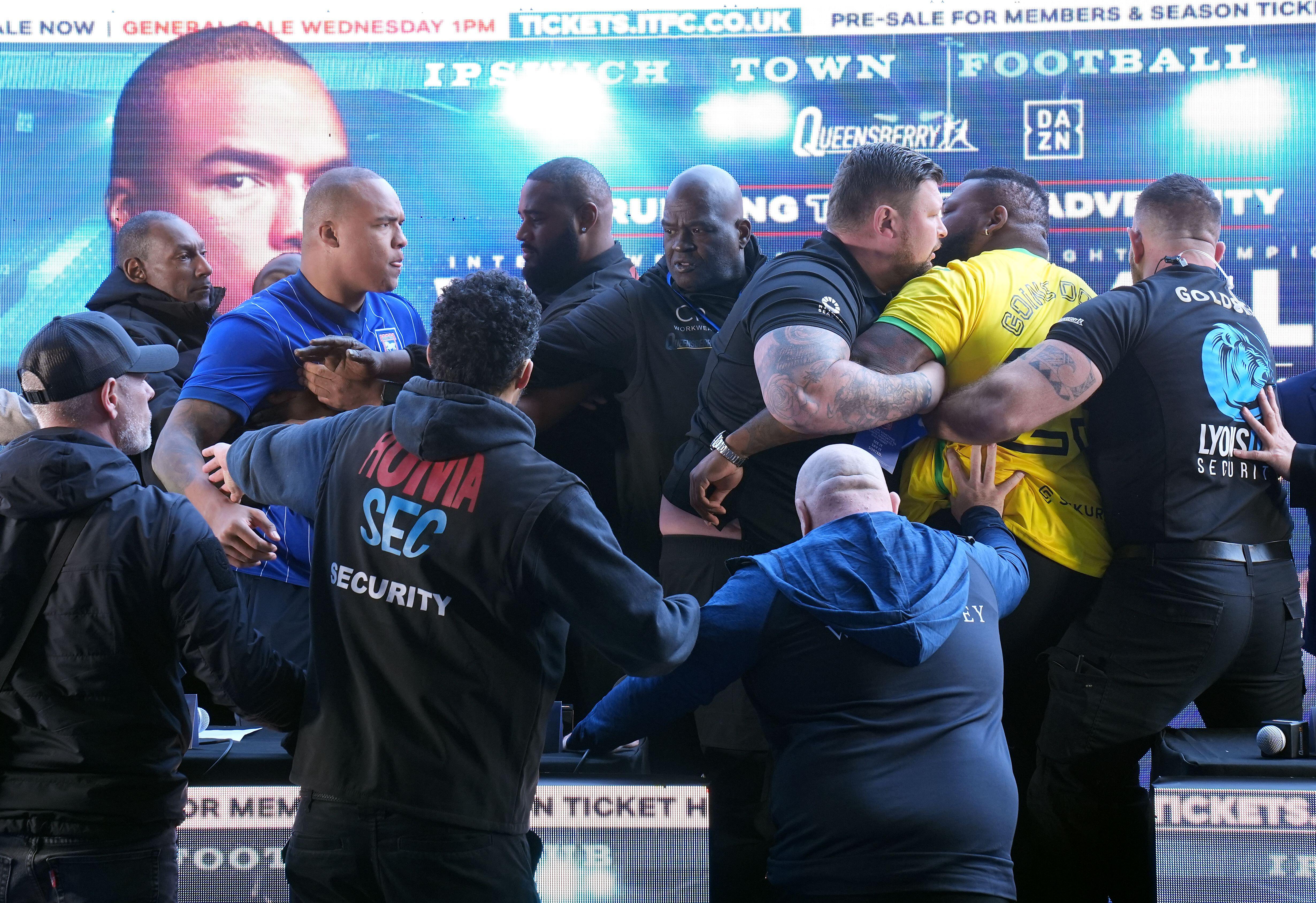 Tensions spilled over at the press conference at Portman Road