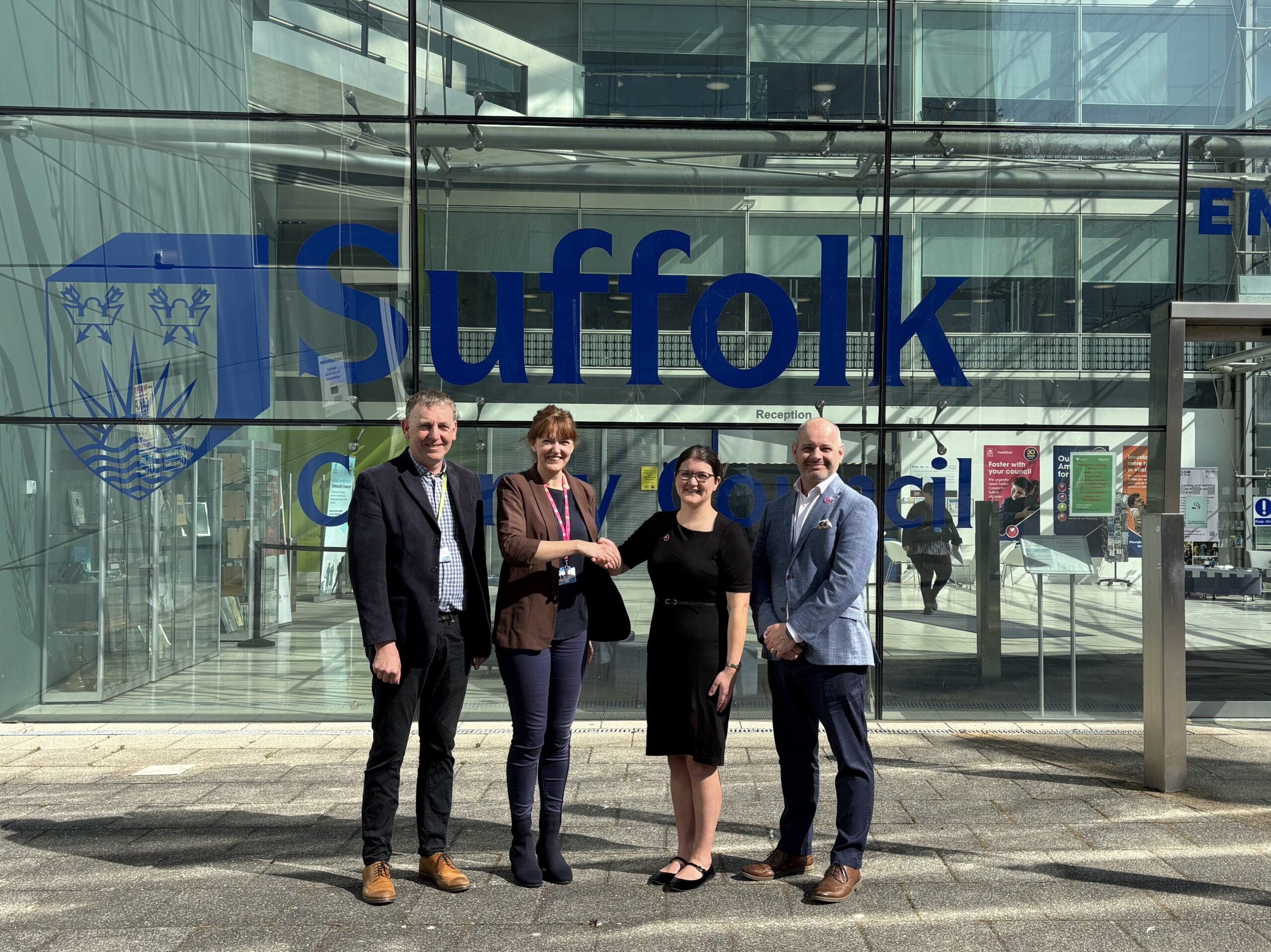 Matthew Ling and Amy Rushton of Suffolk County Council, Charlie Allen and Steve Beer of Believ