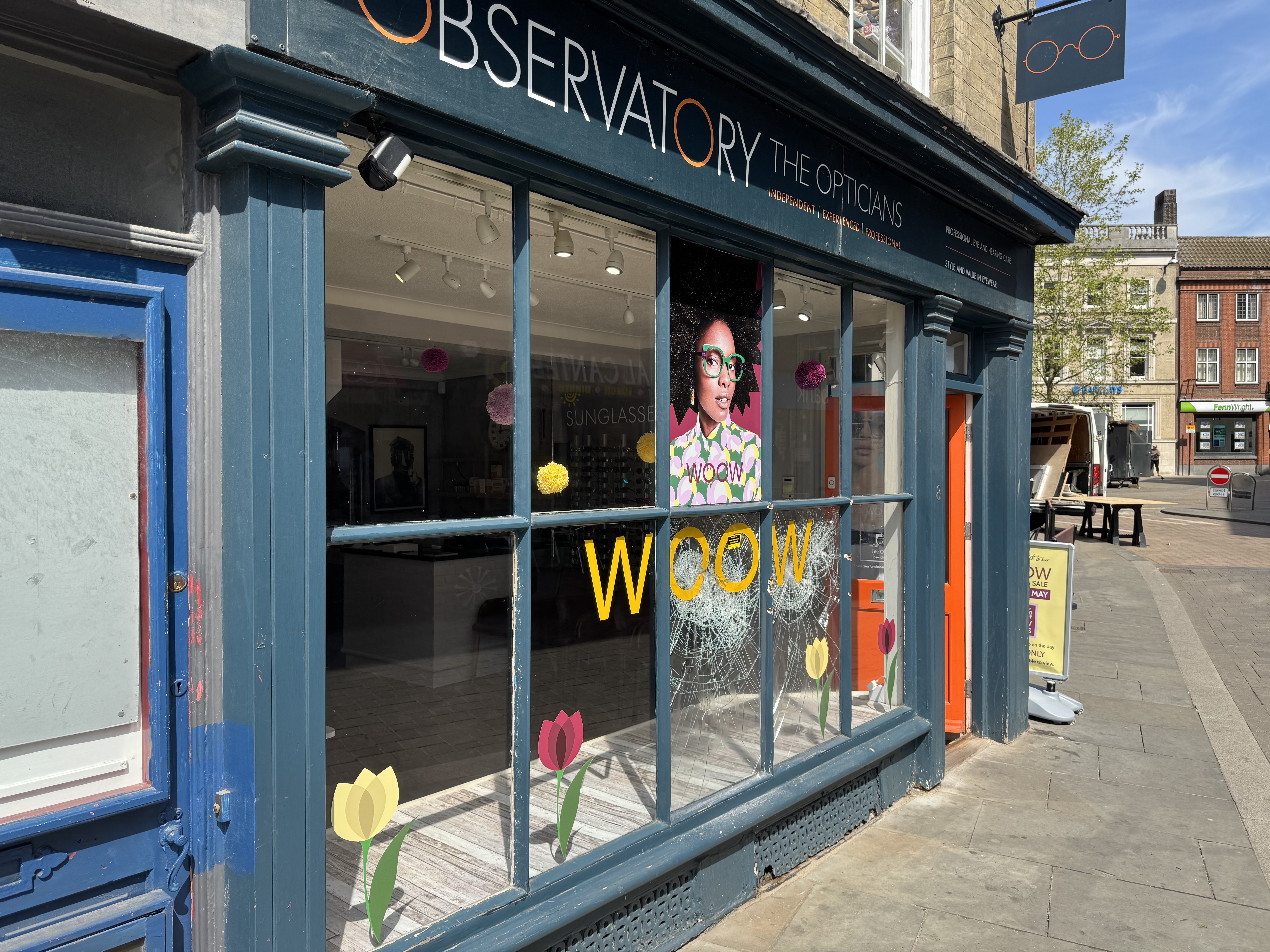 Two windows were smashed at opticians Observatory