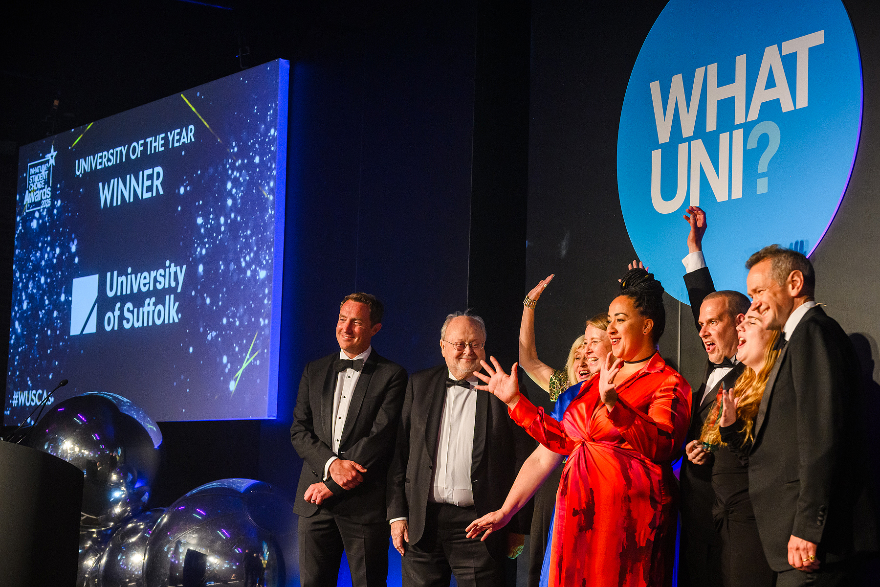 The University of Suffolk has been recognised as the 2025 University of the Year at the Whatuni Student Choice Awards (WUSCAs)