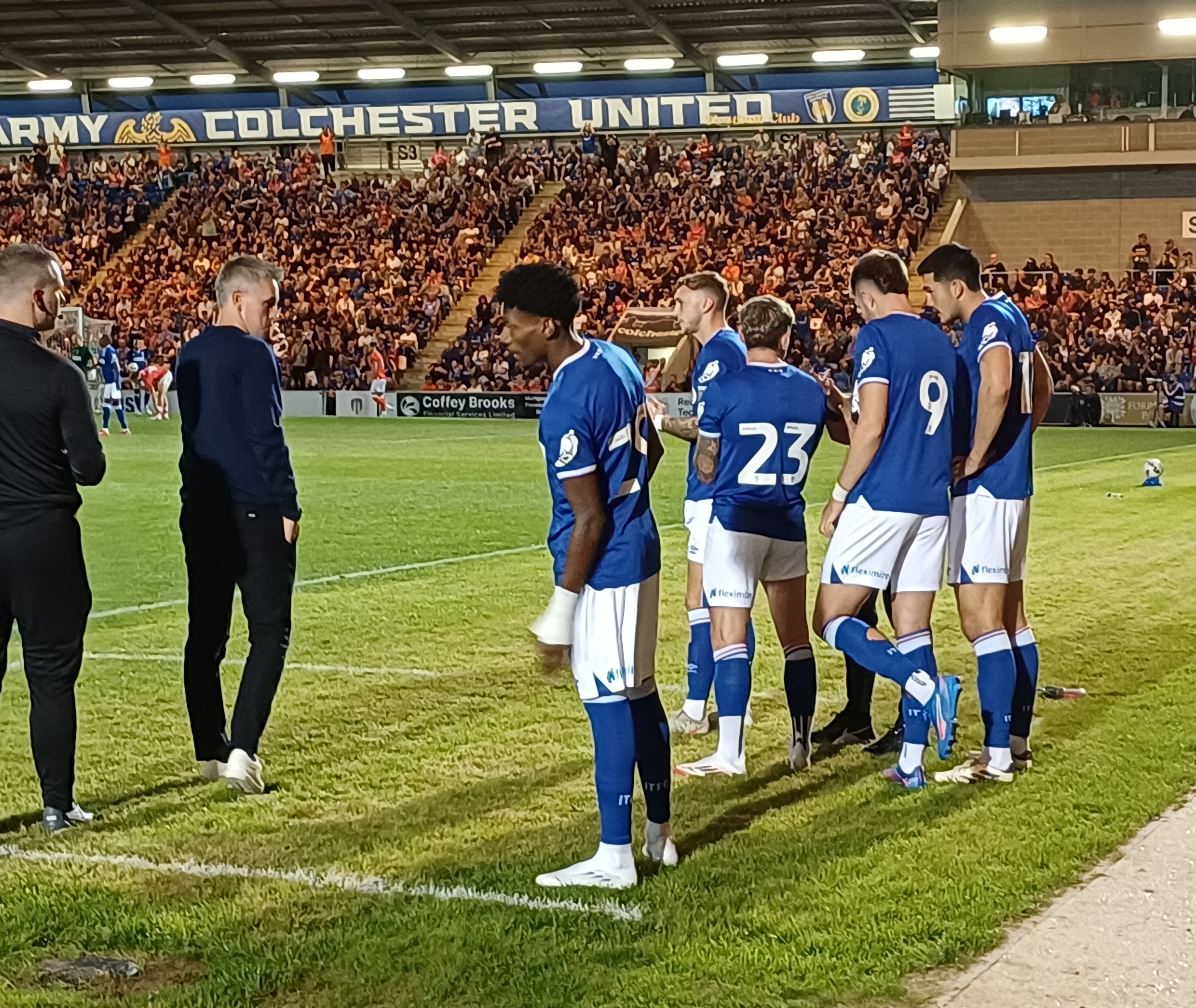 Town players on the sideline