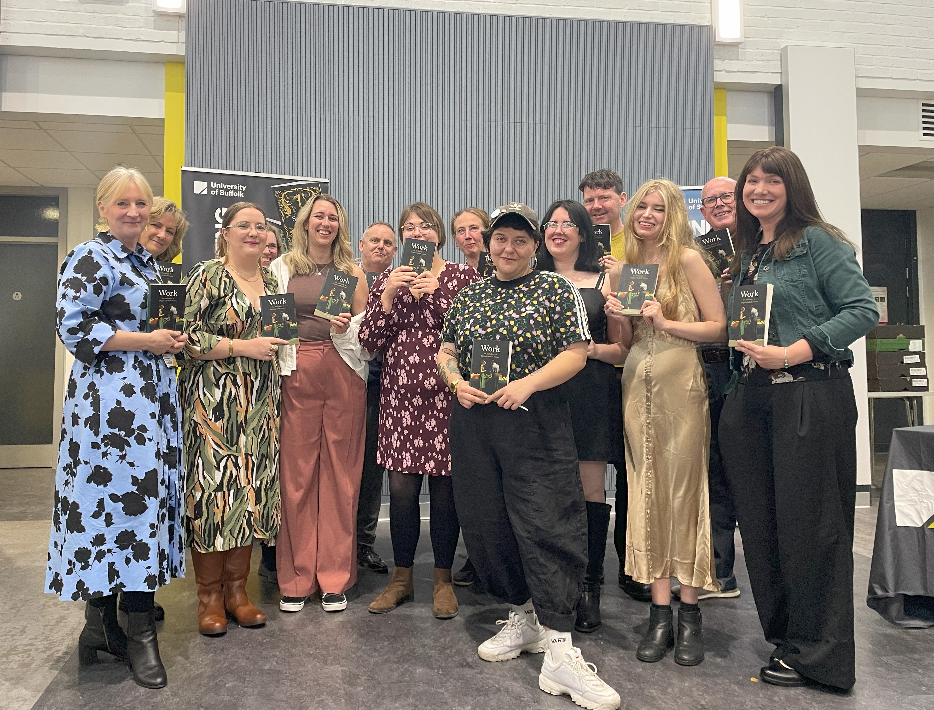 Staff and students on the MA Creative and Critical Writing course who were involved in Work