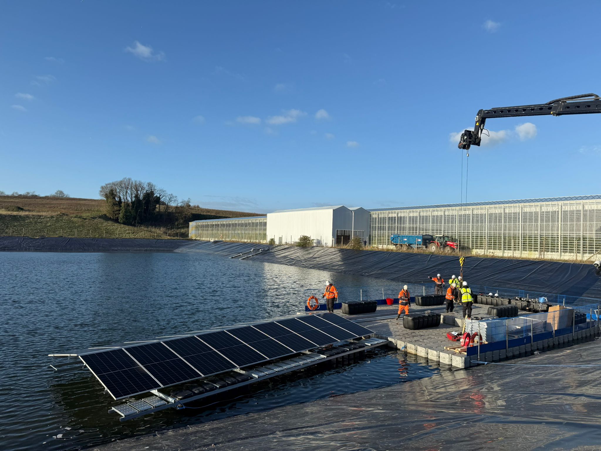 Work has begun on the floating solar installation in Bramford