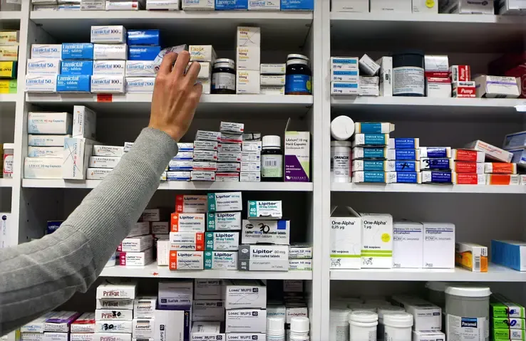 A pharmacy shelf