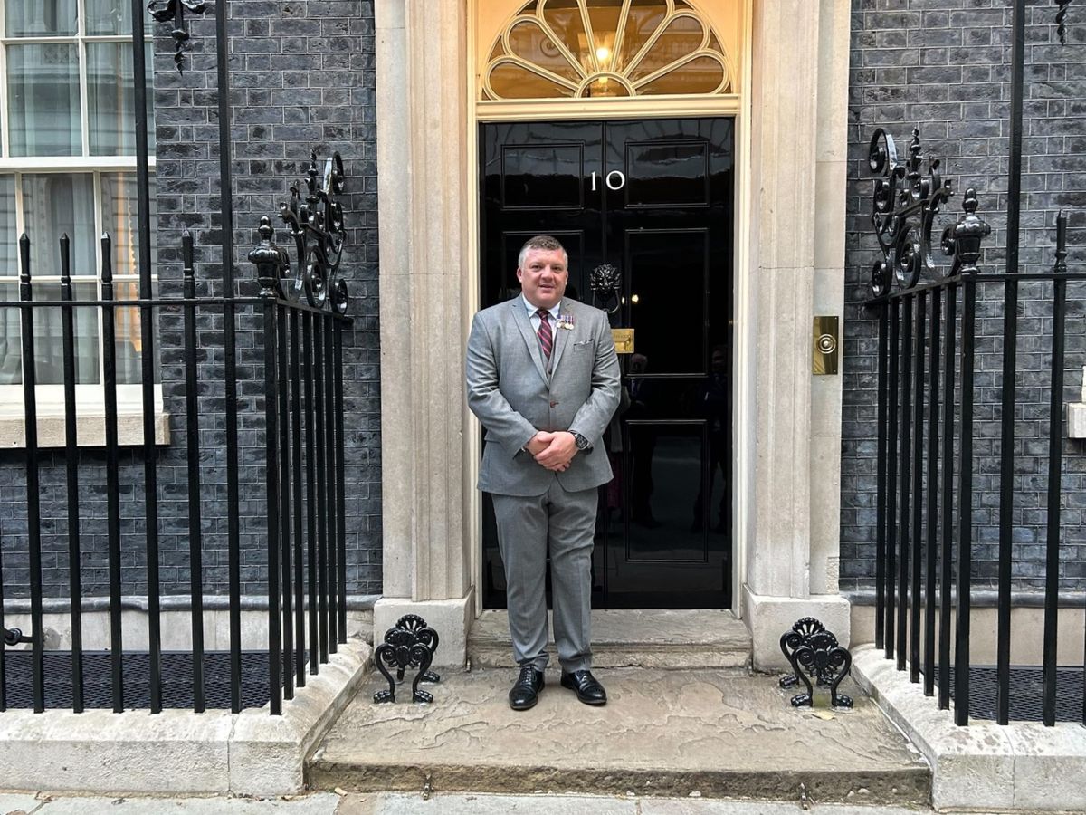 Nigel Seaman of Combat2Coffee at Number 10 Downing Street