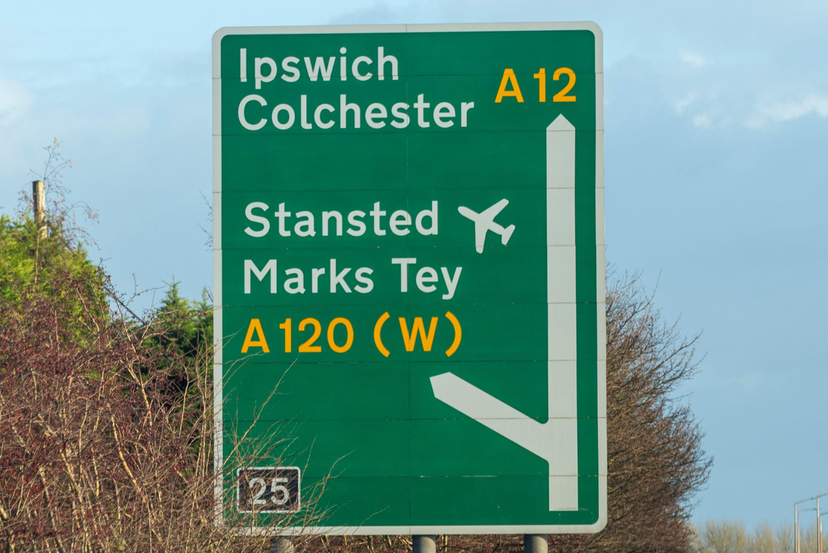 A sign on the A12