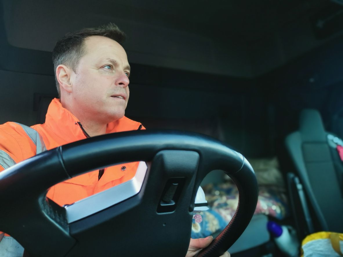 Man driving a HGV