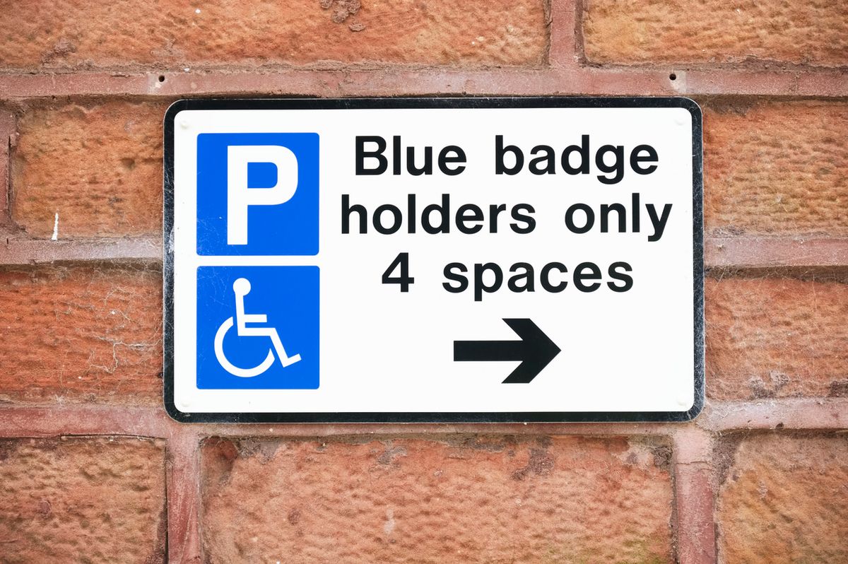 A blue badge holders only sign