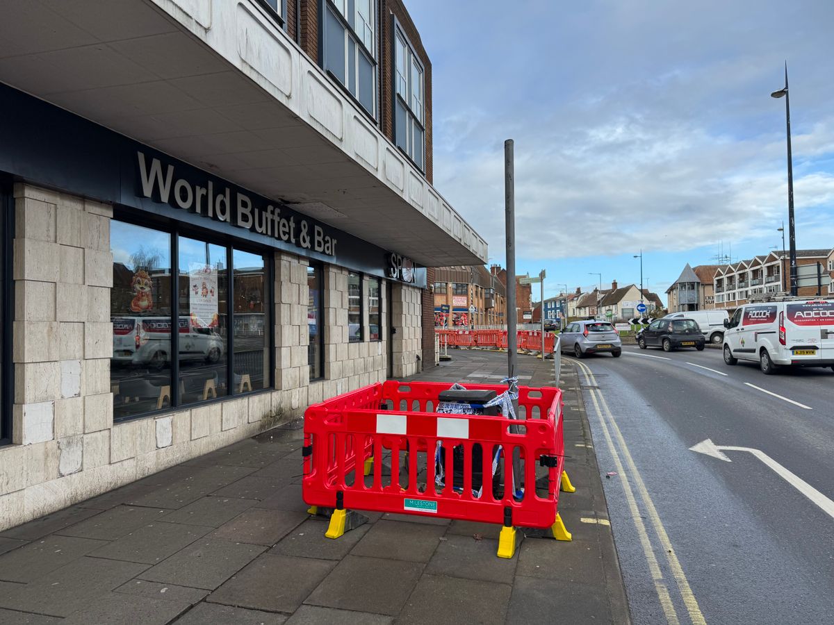 The site of the hit and run outside the Spoon World Buffet & Bar restaurant on St Matthews Street in Ipswich