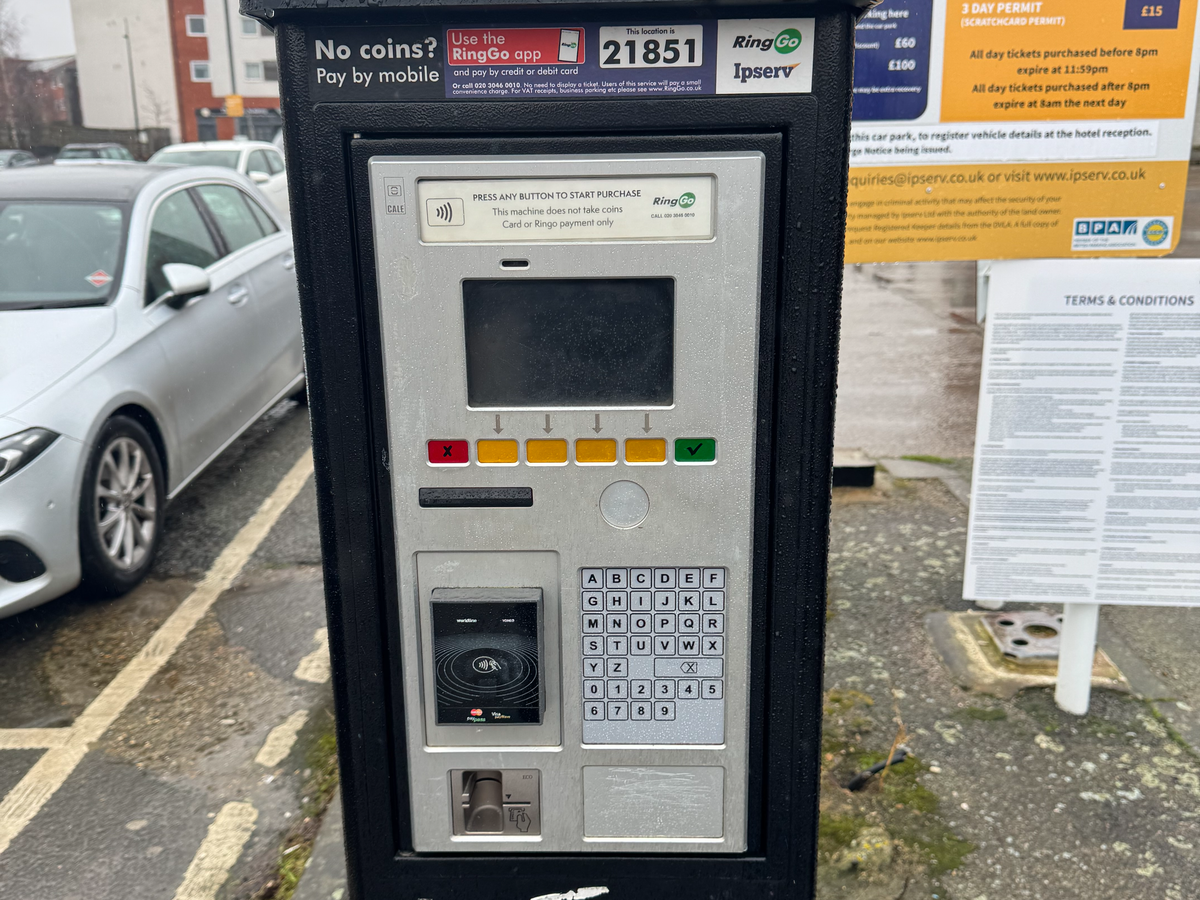 A broken payment machine at Duke Street car park in Ipswich