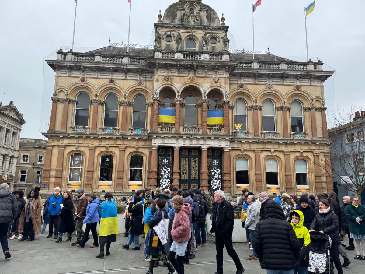 Hundreds of people turned out for the vigil at Ipswich Town Hall