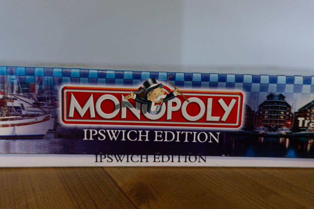 The main board game of Monopoly Ipswich Edition from the cover