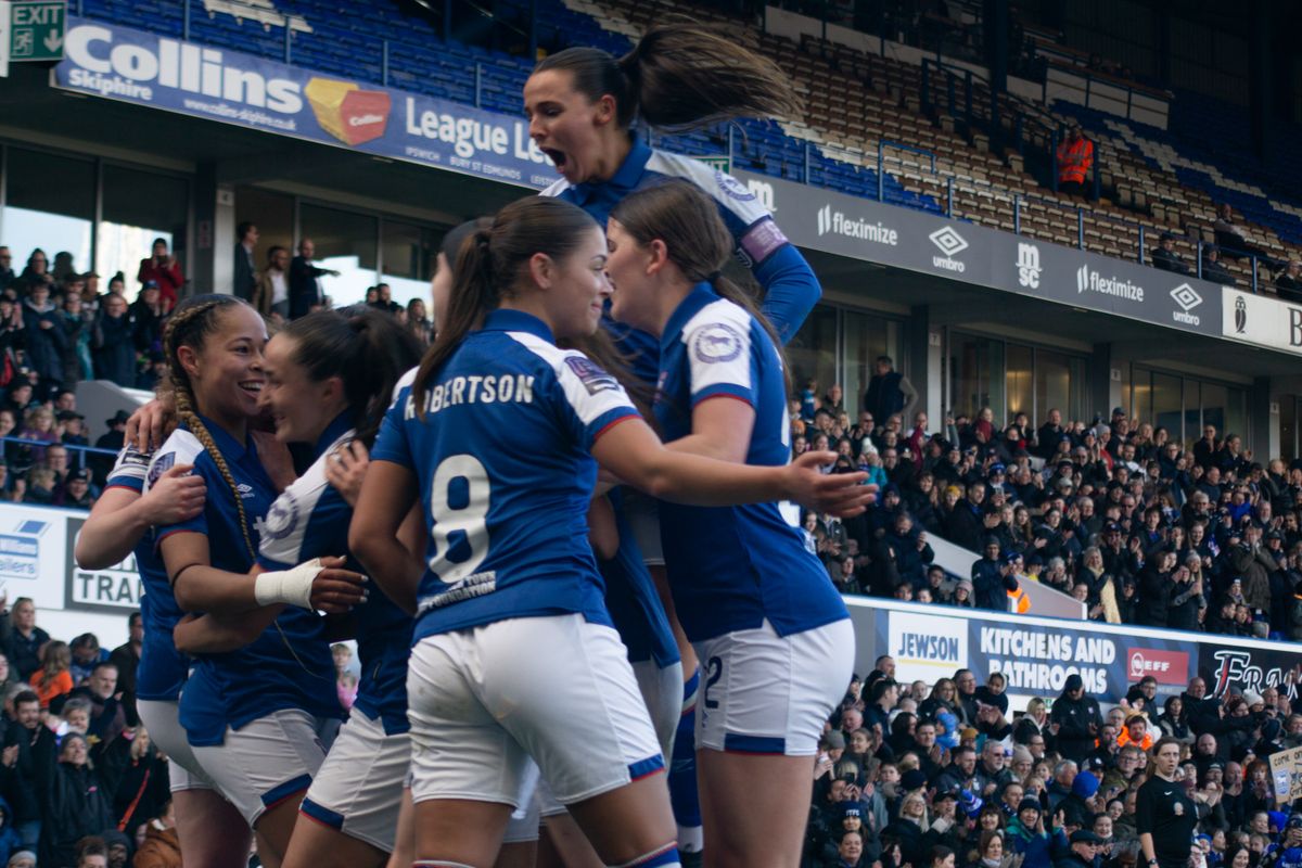 Celebration of goal in front of the home fans