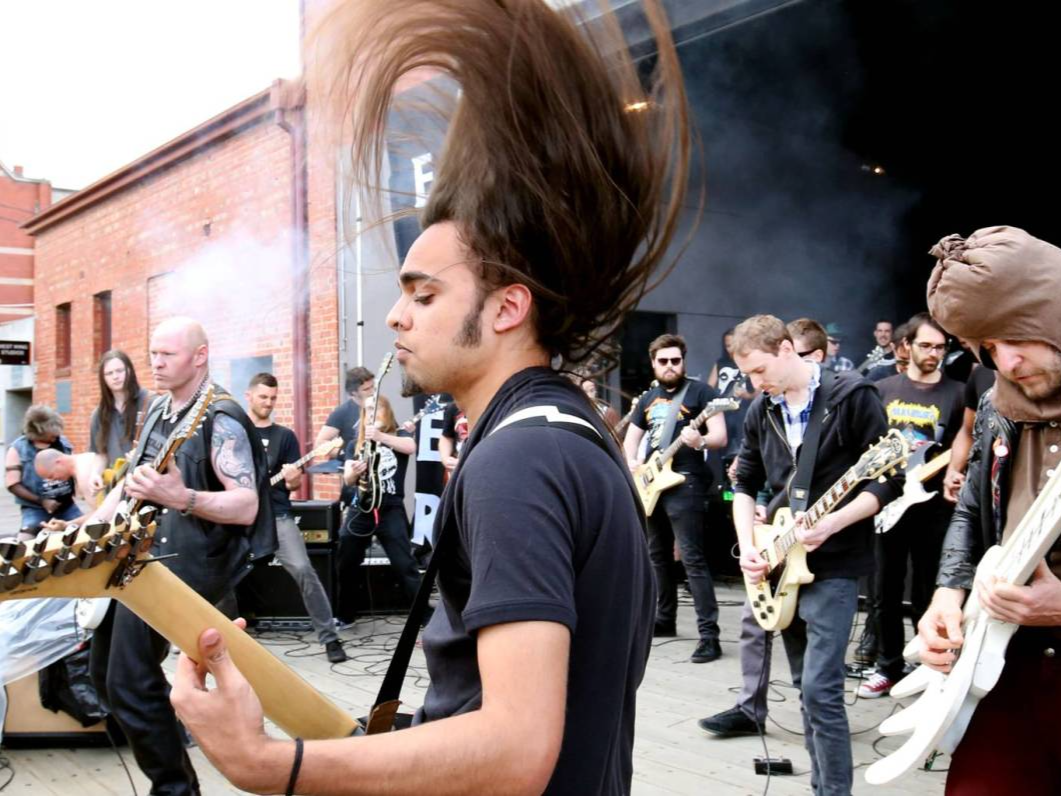 Guitarists rocking out at the Norfolk & Norwich Festival