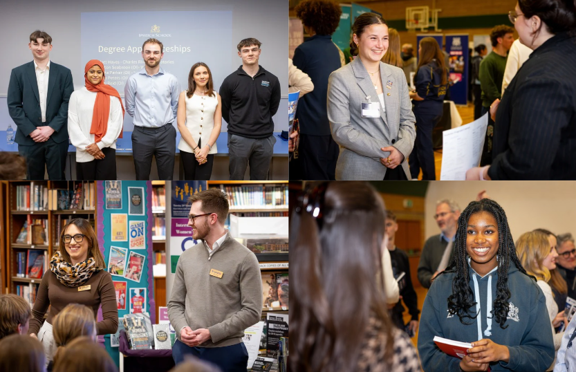 Collage of images from the Ipswich School careers convention