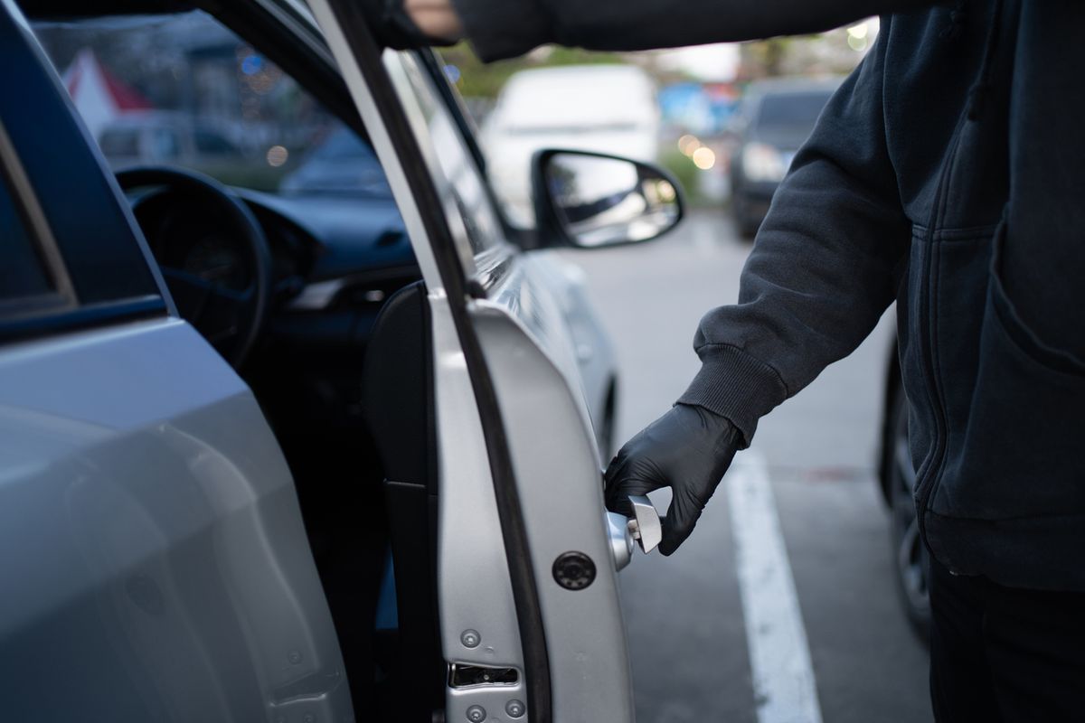 Man stealing a car
