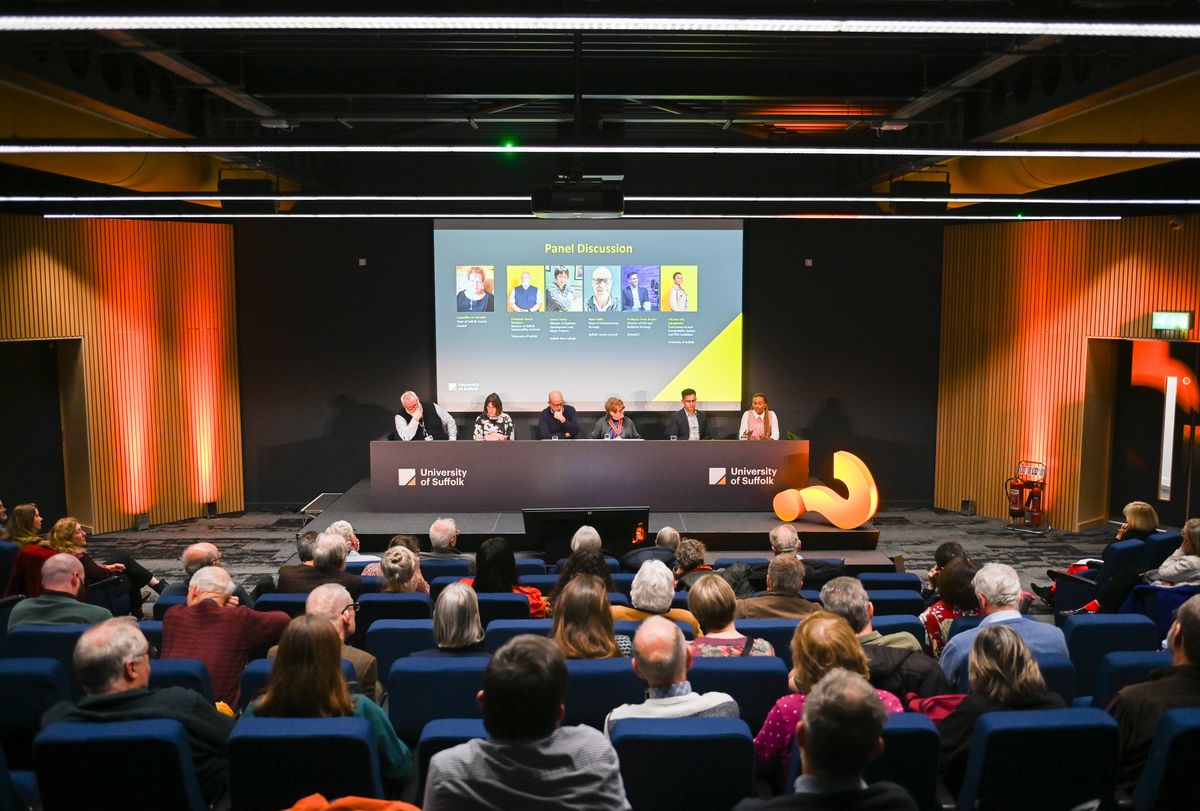 Audience at a previous Spotlight Suffolk panel discussion at the University of Suffolk.