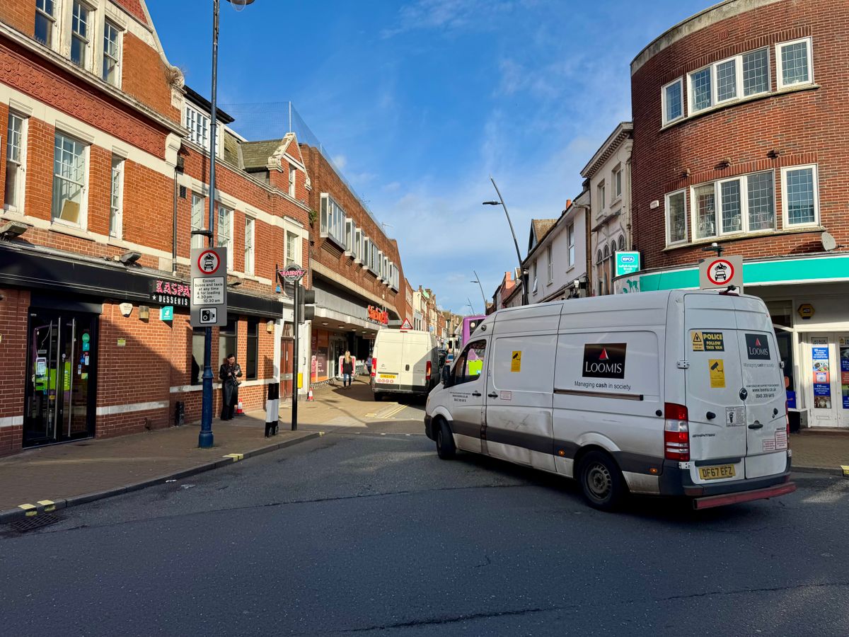 Van in road