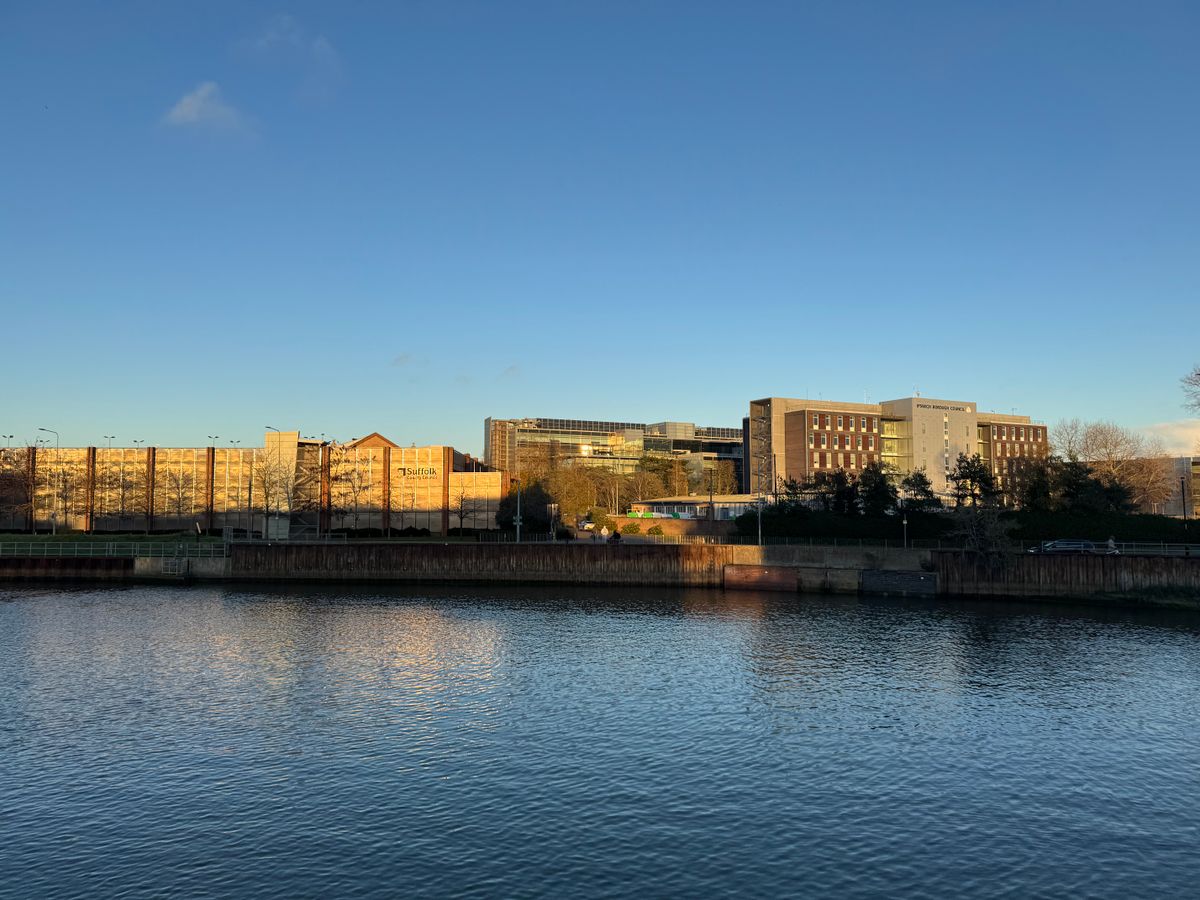 A view of the council buildings from the River Orwell in Ipswich