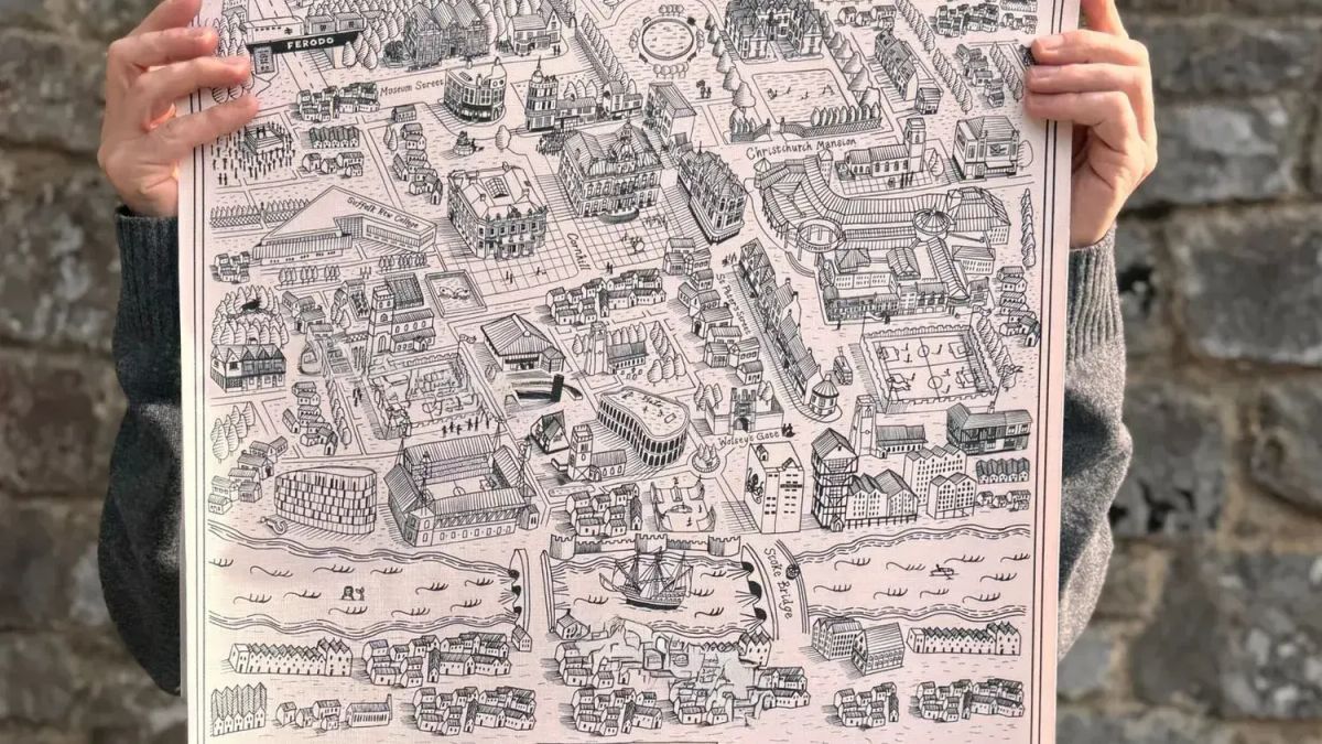 Tudor-inspired map of Ipswich by Steve Haugh