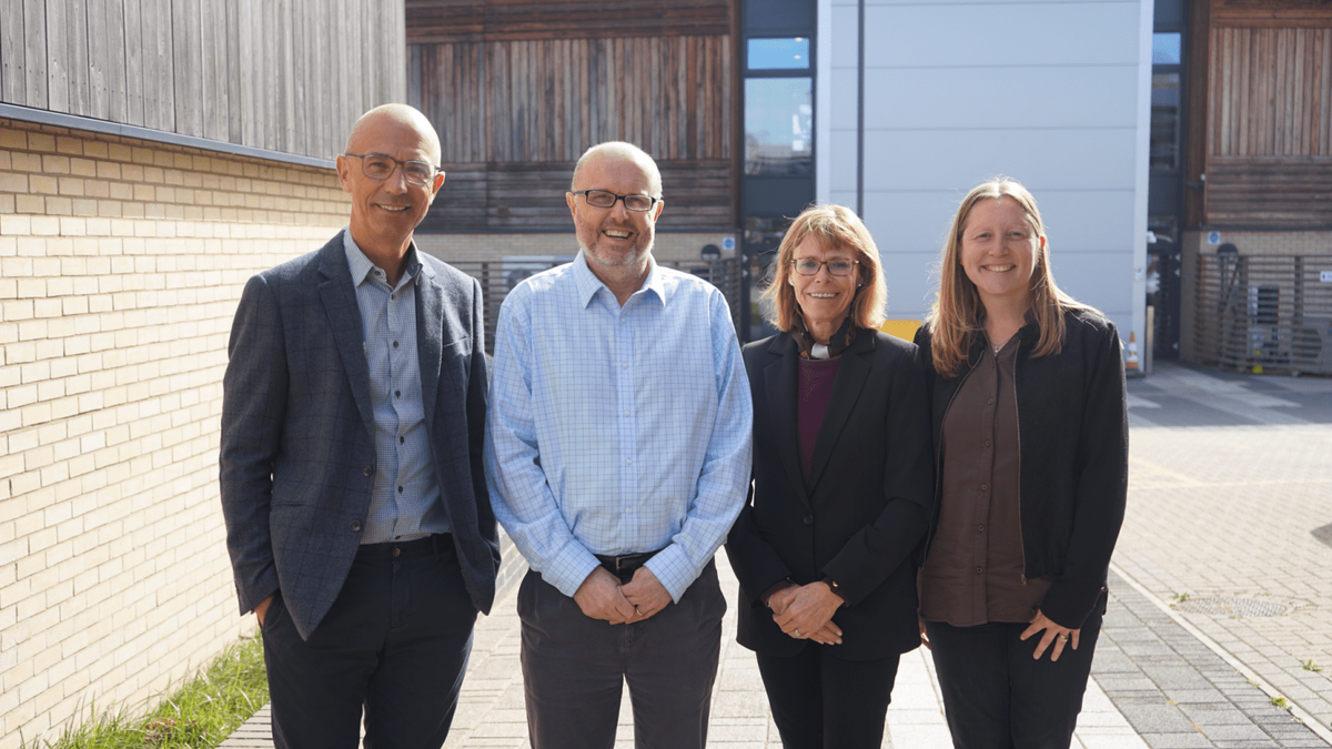 Scrutton Bland's Managing Partner Jason Fayers and Business Advisory Partner Emma Clifton with Tim Oxlade and Sarah Wright at the Oxlade & Bond Melton offices