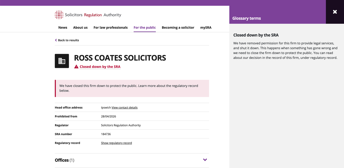 Ipswich solicitors closed after years of regulatory warnings