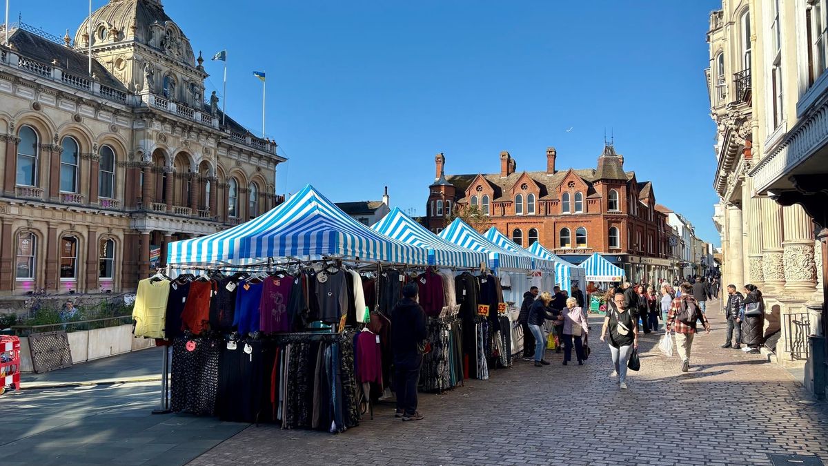 Ipswich Market stalls switch sides of the Cornhill