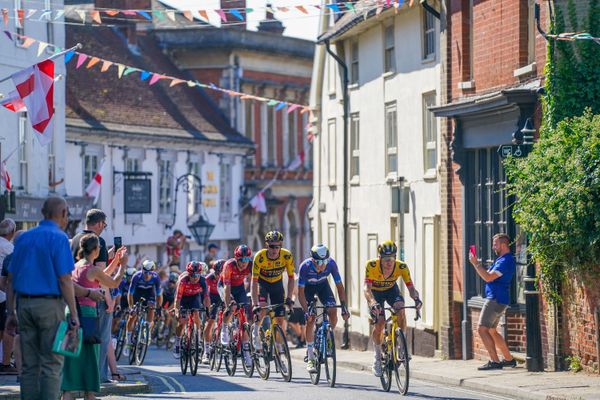 The 2023 Tour of Britain racing through Framlingham