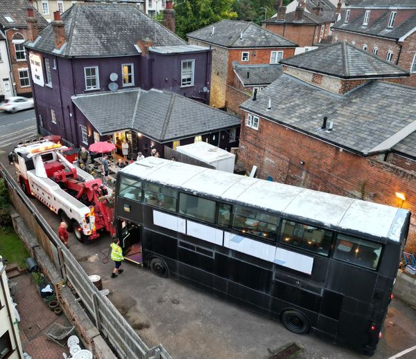 The bus being recovered from the Duke Ipswich