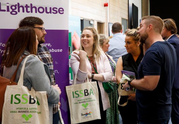 Attendees networking at the ISSBA Anglia Business Exhibition