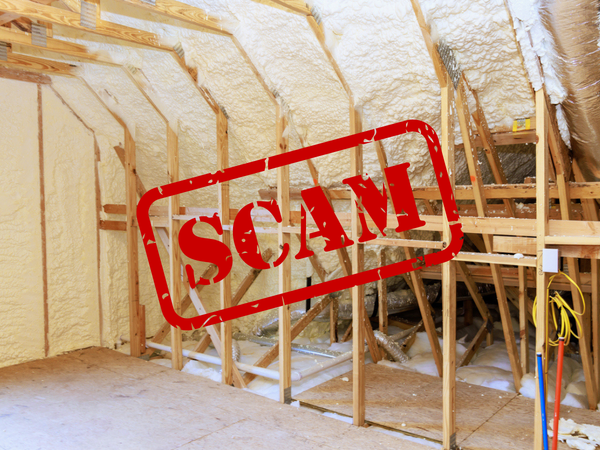 Spray foam insulation in a loft