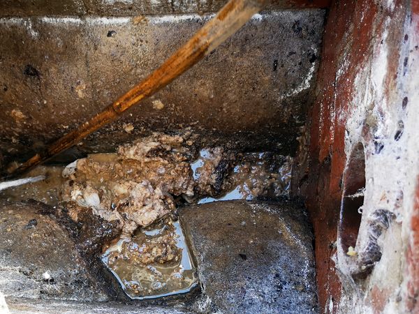 Wet wipes in a domestic sewer causing a blockage
