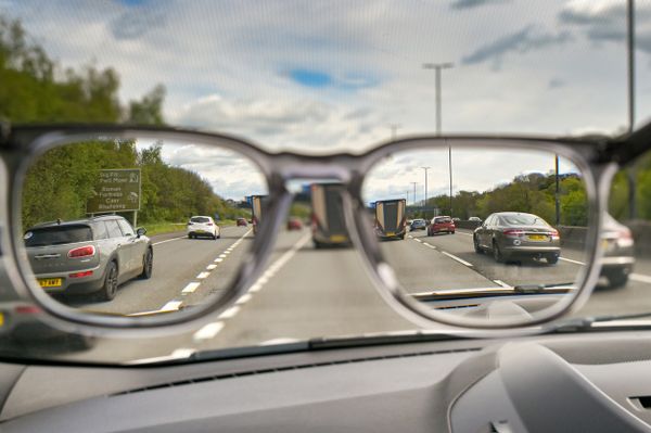 Looking through glasses while driving
