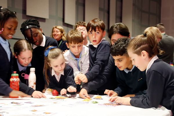 Children from the Beeches School work on their food project