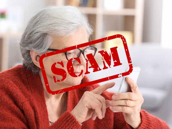 Elderly lady on her phone