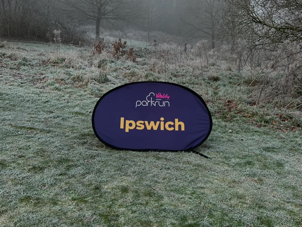 Ipswich parkrun sign at Chantry Park in Ipswich
