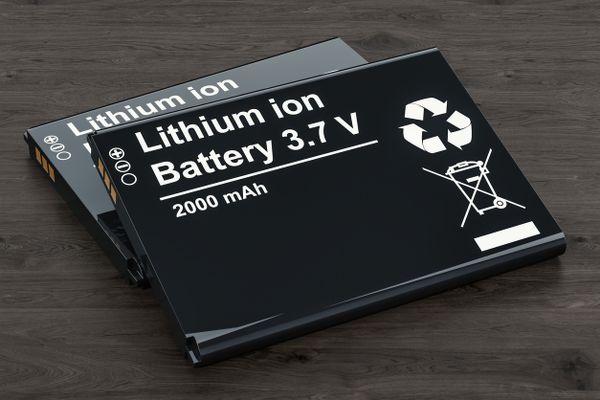 Lithium-ion batteries on a wooden table