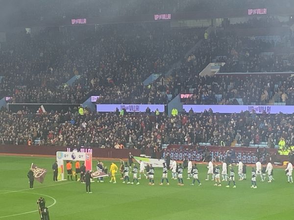 The teams line up at Villa Park for the match between Aston Villa and Ipswich Town