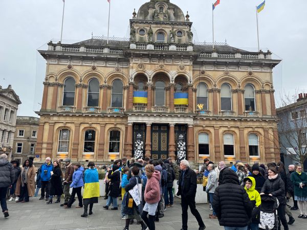 Hundreds of people turned out for the vigil at Ipswich Town Hall