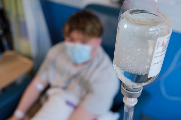 A patient receiving an immunoglobulin infusion