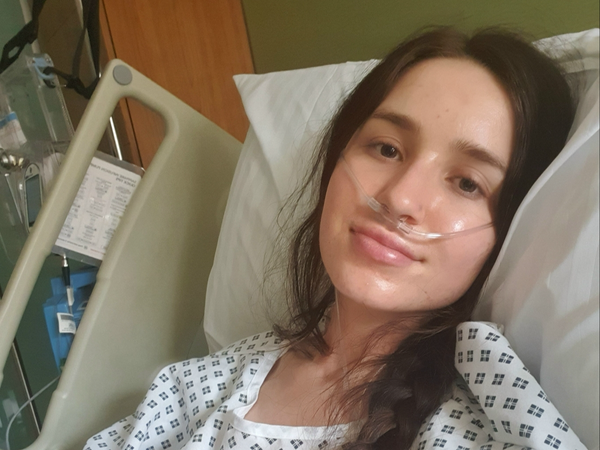 Amy Peckham-Driver pictured in 2021 after surgery to remove stage four endometriosis