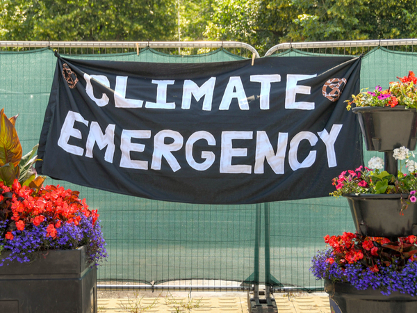 A climate emergency banner