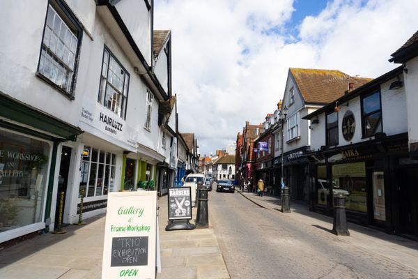 View of st nicholas street shops in ipswich