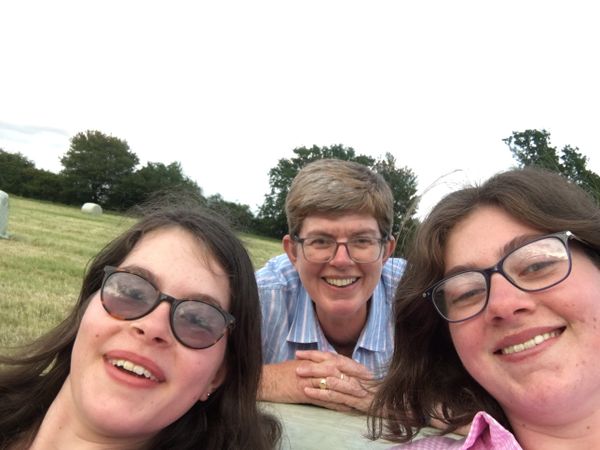 Rachel (right) with her mum (central) and her sister Katie