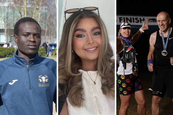 Four people running the London Marathon