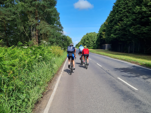 Cyclists on a road in Suffolk